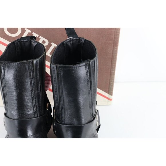 NOS Vintage 80s Mens 9 Leather Pull On Motorcycle Moto Engineer Boots Black USA main image 11